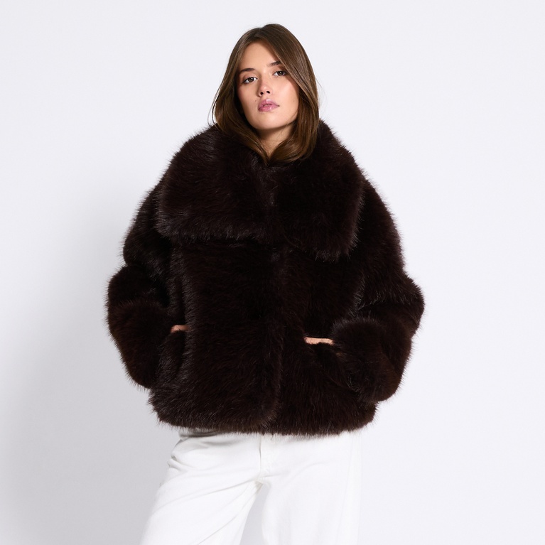 Faux fur jacket "Nathalie" Brown